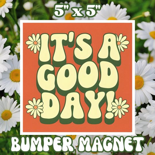 Discover 5" x 5" Positive Car Magnet | Retro Bumper Magnet, Hippie Car Decoration, Cute Car Accessories, Retro Decoration, Bumper Sticker Alternative