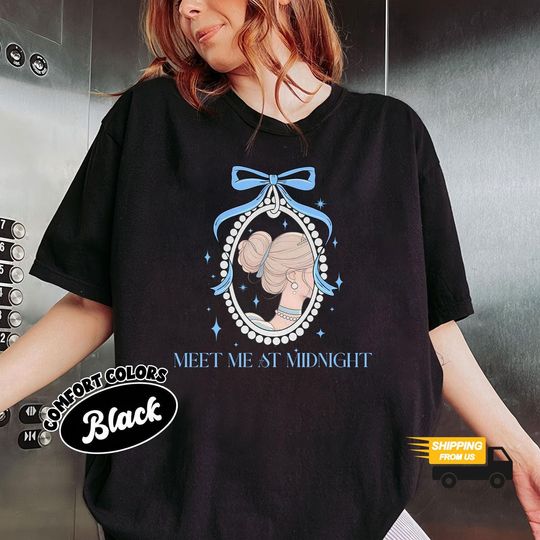 Discover Cinde Meet Me At Midnight Comfort Colors Shirt, Disney Coquette Bow Cinde Princess Tee, Princess Birthday Girl, Gift For Her