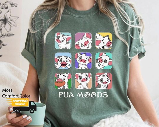 Discover Pua Mood Comfort Colors Shirt, Mood Of Pua And Hei Hei Comfort Colors Shirt, Disney Moana Shirt, Moana Gifts for Fans, Moana Merch