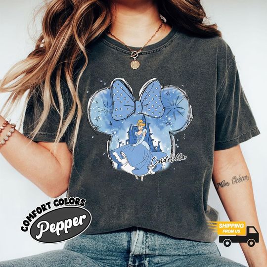 Discover Cinde Watercolor Shirt, Disney Comfort Colors Shirt,  Disney Castle Shirt, Minnie Ears Themed Shirt, Princess Cinde Shirt