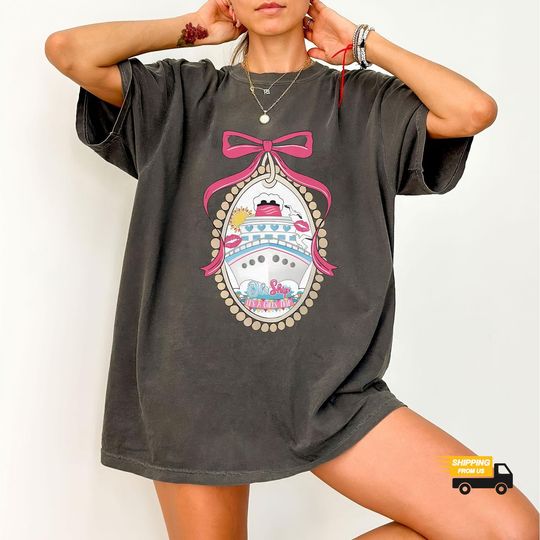 Discover Comfort Colors Oh Sip It's A Girls Trip Disney Shirt, Disney Girls Trip With Pink Coquette Shirt, Coquette WDW Disneyland Girl Trip Shi