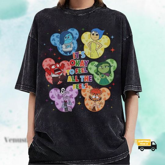Discover Disney Inside Out It's Okay To Feel All The Feels Shirt, Disney Mental Health Shirt, Autism Awareness Month Shirt