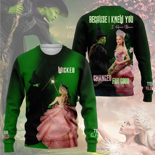 Christmas Wicked Change For Good Ugly Sweater, Wizard Of Oz Sweatshirt, Wizard Movie Fan Shirt, Wicked Musical Fan Gift, Gift For Woman