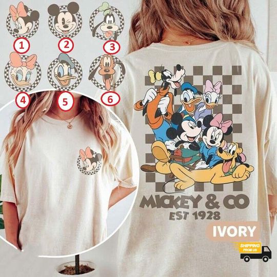 Vintage Mickey & Co 1928 Shirt, Vintage Mickey Checkered Shirt, Disney World Family Matching Shirt, Vintage Disneyworld