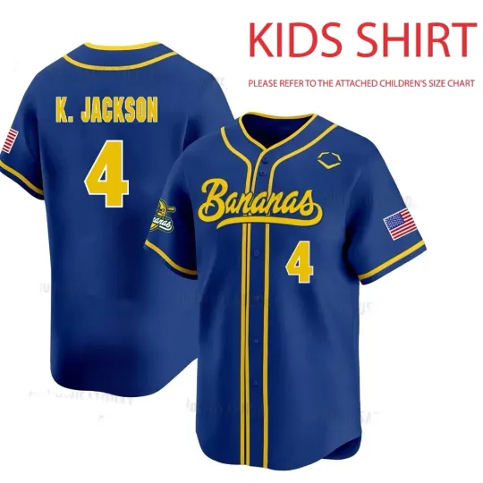 Discover Savannah Bananas KJ Jackson #4 Baseball Jersey Kids Shirt