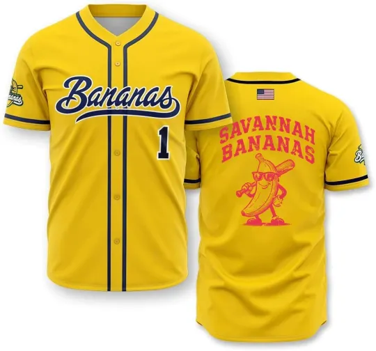 Discover Hot Savannah Bananas Baseball Jersey Team AOP 3D gold S-5XL US1165