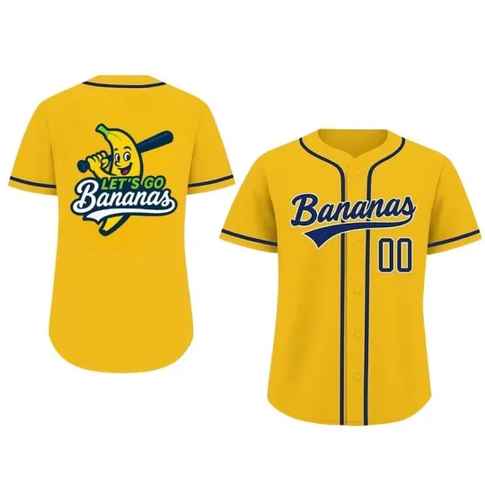 Discover Custom Number Savannah Banana Baseball Jersey, Let's Go Banana Shirt for Fans