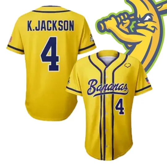Discover Savannah Bananas number 4 Jackson Baseball Jersey 3D T Shirt