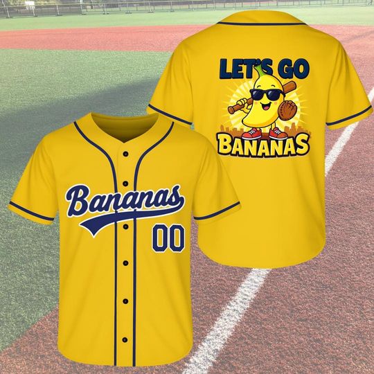 Discover Custom Baseball Jersey, Funny Banana Baseball Jersey, Let's Go Bananas Shirt for Baseball Fans, Gift For Savannah Baseball Fan