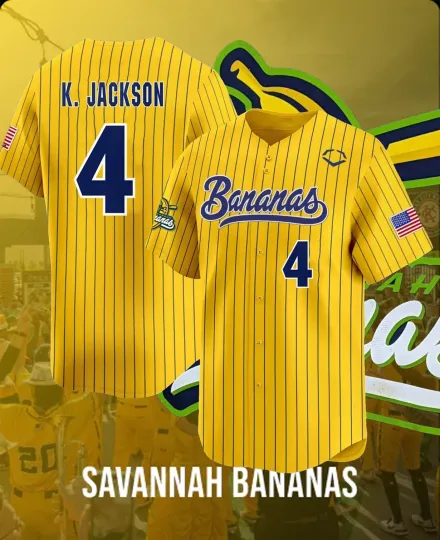 Discover Savannah Bananas #4 KJ Jackson Baseball Jersey Shirt All
