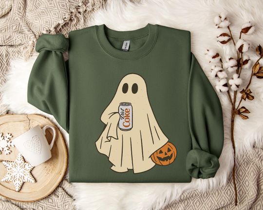 Halloween Diet Coke Ghost Sweatshirt, Diet Coke Ghost Sweater, Funny Skeleton Diet Coke Sweatshirt, Diet Coke Lover Sweater