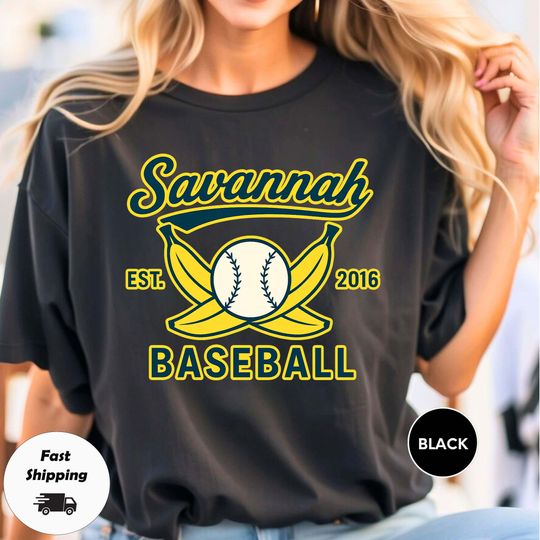 Discover Retro Savannah Baseball T-shirt, Summer Sports Top Tee, Soft Cotton Shirt, Banana Sports Team Fan Apparel, Casual Top, Vintage Soft Tee