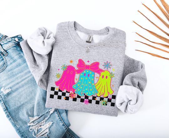 Discover Halloween Ghost Sweatshirt, Cute Boo Ghost Coquette, Funny Halloween Sweatshirt, Spooky Season Sweatshirt