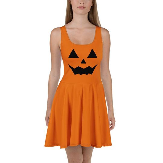 Jack O Lantern Dress | Gothic Halloween Skater Dress | Pumpkin Costume Outfit