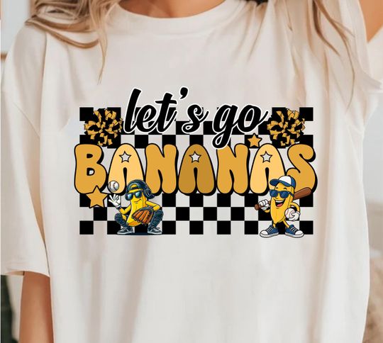 Discover Let's Go Bananas Shirt, Retro Baseball T-shirt, Game Day T Shirt