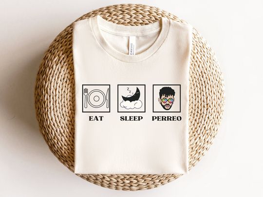 Discover Eat Sleep Perreo Bad Bunny Men’s T-Shirt Latinx Hispanic Heritage Concert Tee Fall
