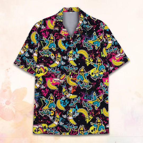 Funny Banana Skateboard Hawaiian Shirt for Men Women Youth
