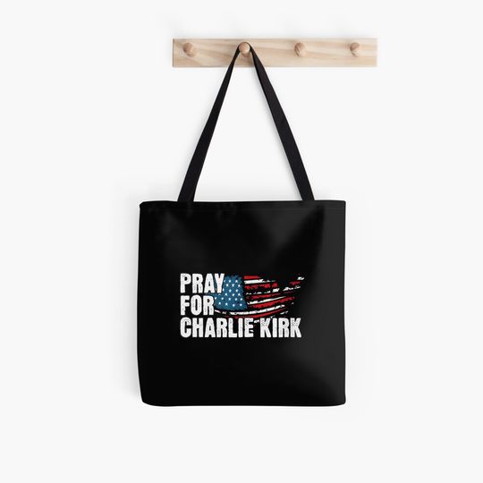 Discover Pray For Charlie Kirk American Flag Tote Bag