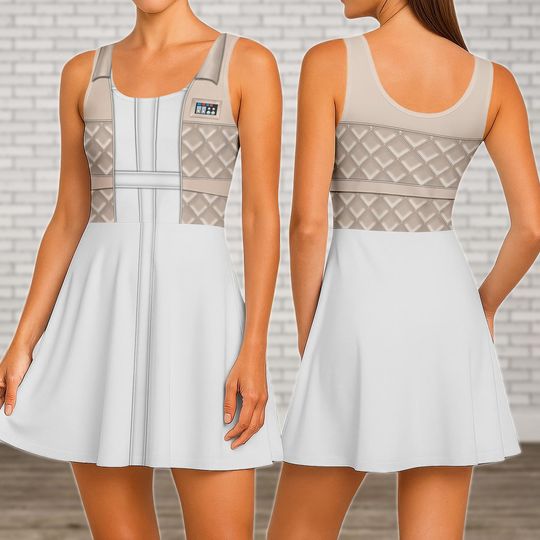 Leia Organa Cosplay Skater Dress, Star Wars Women Dress, Princess Leia Cosplay Costume, Disney Run Casual Dress, Halloween Gift For Her