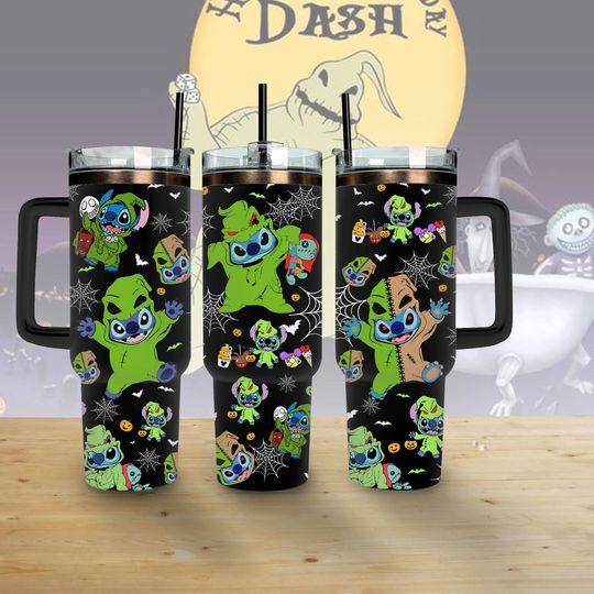 Disney Stitch Oogie Boogie Nightmare Before Christmas 40oz Tumbler, Halloween Oogie Boogie Tumbler, Nightmare Before Christmas