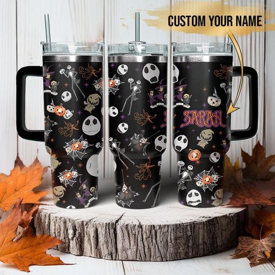 Discover Personalized Nightmare Before Christmas Tumbler 40 Oz, Jack Skellington Tumbler, Halloween Cup, Disneyland Travel Tumbler, Spooky Gift
