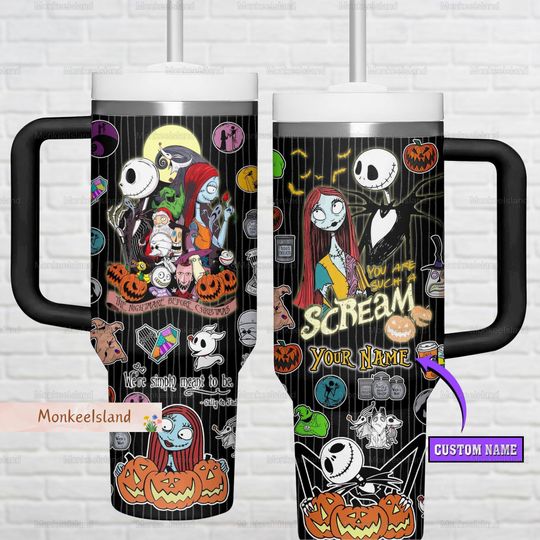Discover Custom Nightmare Before Christmas Tumbler 40oz, Jack And Sally Insulated Tumbler, Horror Movie Tumbler Cup, Halloween Gift