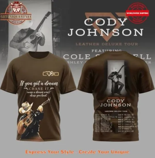 Discover Cody Johnsonn Leather Deluxe Tour 2025 3D T- Shirt