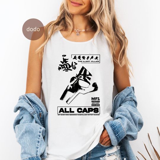 Discover Premium MF Dooom Tank Top - Rap Music Top - The Illest Villain Album - MF Dooom Album Shirt - MF Dooom Merch - Unisex Rapper Clothing
