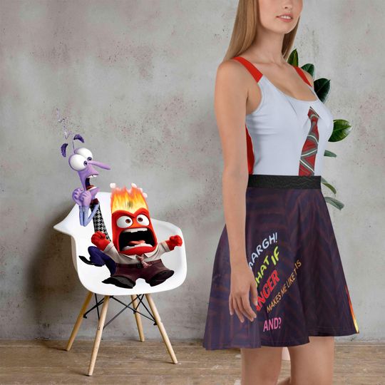 Discover Inside Out Anger Character Skater Dress, Movie Inspired Dress, Teacher Funny Costume