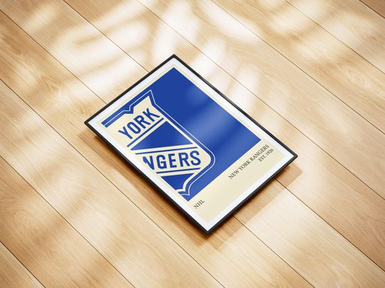 New York Rangers NHL Poster - Personalized Hockey Wall Art Print, Gift for NHL Fans, Vintage Sports Decor for Home, Office or Man Cave