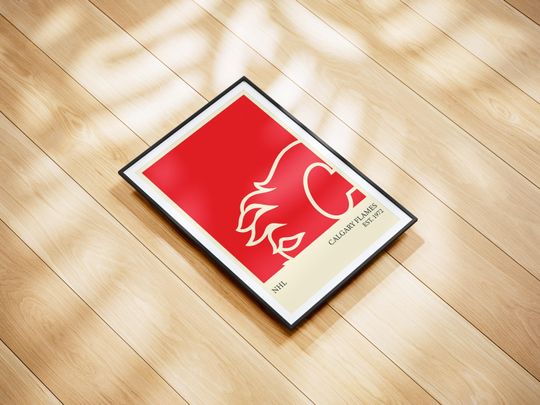 Discover Calgary Flames NHL Poster - Personalized Hockey Wall Art Print, Gift for NHL Fans, Vintage Sports Decor for Home, Office or Man Cave