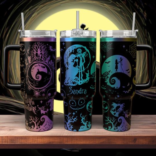 Jack And Sally Tumbler 40 oz, Jack Skellington Tumbler, Disney Nightmare Before Christmas Tumbler, Personalized Movie Tumbler
