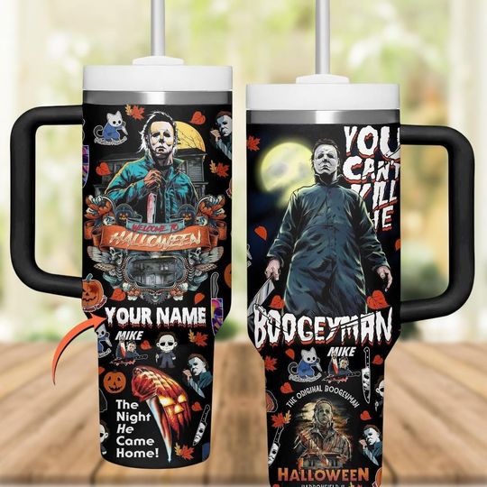 Discover Michael Myers Halloween Tumbler 40oz, Horror Movie Tumbler, 40oz Personalized Handle Cup, Scary Fan Gift