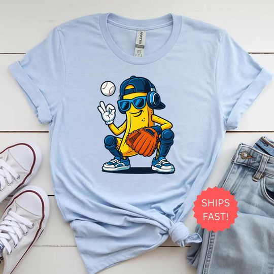Funny Banana Baseball Shirt, Savannah Bananas Game Day Tee, Retro Sports Mascot T-Shirt, Cute Baseball Gift for Kids, Fans, & Players