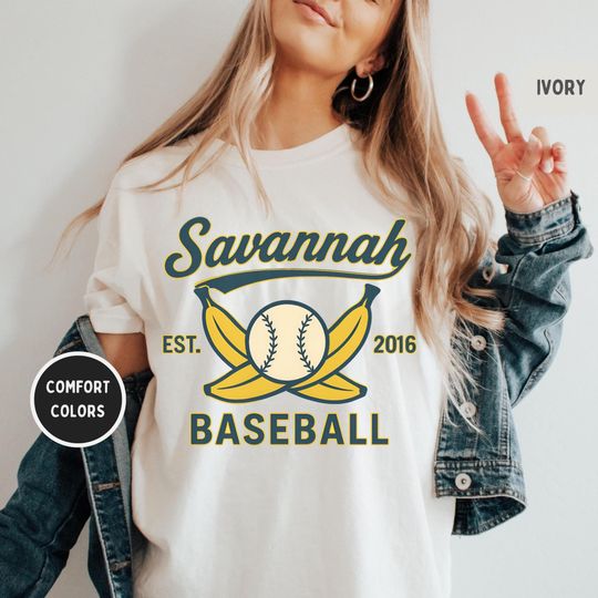 Discover Retro Savannah Baseball T-shirt, Vintage Soft Tee, Unisex Comfort Colors Shirt,  Banana fan gift,  Summer Sports Top
