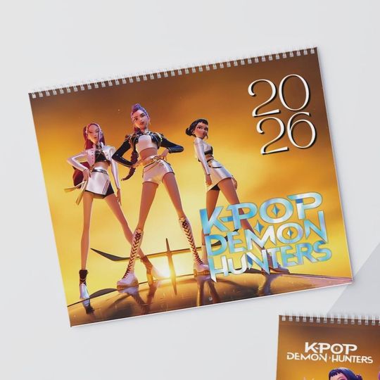 KPop Demon Hunters 2026 Wall Calendar, Huntrix and Saja Boys Calendar, Yearly Planner, Home Office Decor, Gift for Fans, Wall Room Decor