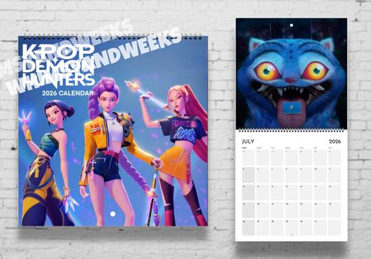 Kpop Demon Hunter Calendar | 2026 Calendar | Kpop Gift  | Gift for Daughter | Huntrix | Saja Boys | Kpop Hunters
