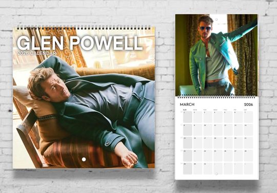 2026 Glen Powell Calendar | 2026 Calendar | Celebrity Calendar | Twisters | Glenn Powell Gift | Funny Gift for Friend | 2026 Wall Calendar
