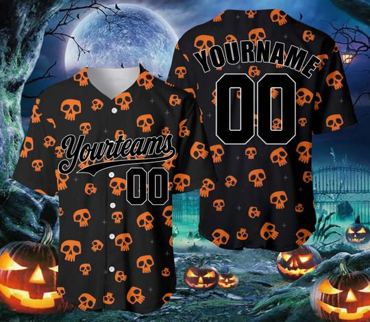 Discover Personalized Halloween Horror Baseball Jersey, Custom Scary Cosplay Shirt