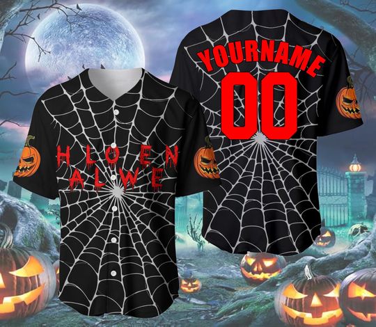 Personalized Halloween Pumpkin Horror Baseball Jersey, Custom Scary Cosplay Tee
