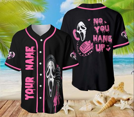 No You Hang Up Halloween Baseball Jersey, Horror Movie Costume Shirt
