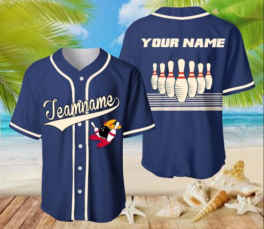 Personalized Bowling Team Baseball Jersey, Custom Name & Team Bowling Jersey