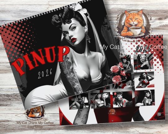 Discover 2026 Pin Up Calendar: Retro Black & White Glam, Rockabilly Wall Art