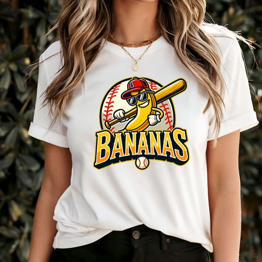 Discover Funny Banana Baseball Tee: Savannah Bananas Mascot Shirt, Game Day Baseball Shirt, Banana Lover Gift, Cute Sports Fan T-Shirt