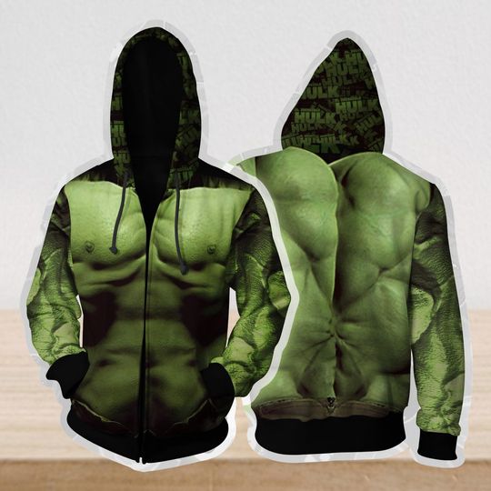 Discover Hulk Cosplay 3D Zip Hoodie, Marvel Avengers Superhero Jacket for Men