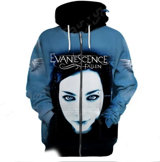 3D Zip Hoodie US Size Evanescence Fallen Album Cover Men Women Crewneck Clothing