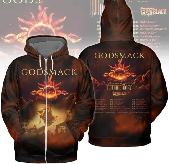 Discover 3D Zip Hoodie Godsmack with Nothingmore and Flatblack