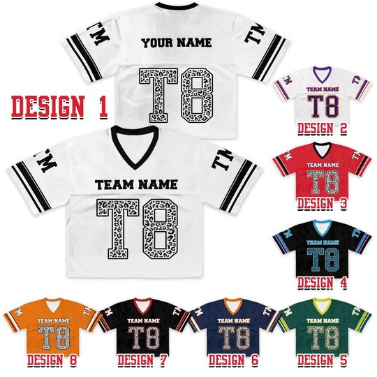Custom Team Number T8 Concert World Tour 2025 Croptop Football Jersey, Custom Multi Colors T8 Leopard Concert Jersey, Concert Tops 9825DN2