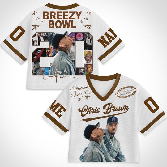 Personalized Chris Brown Tour Crop Top Football Jersey, Full Mesh Breezy Bowl 2025 Shirt, R&B Concert Outfit, Chris Brown Tee, Y2k Music