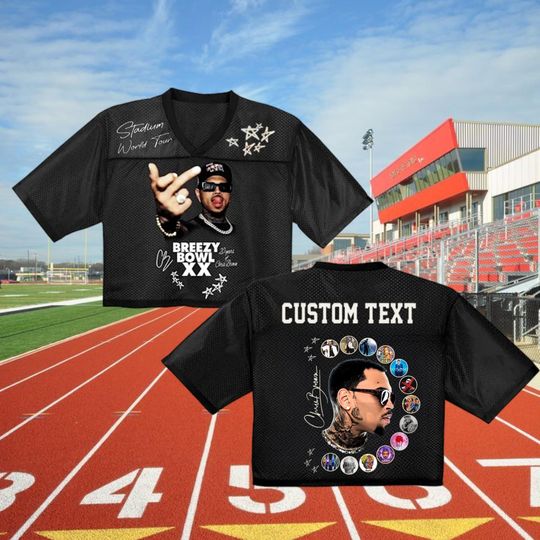Chris Brown Crop top Football Jersey, Personalized Breezy Bowl Crop top Jersey, Chris Brown Fans, Summer 2025 Breezy Bowl XX, Breezy XX Tour